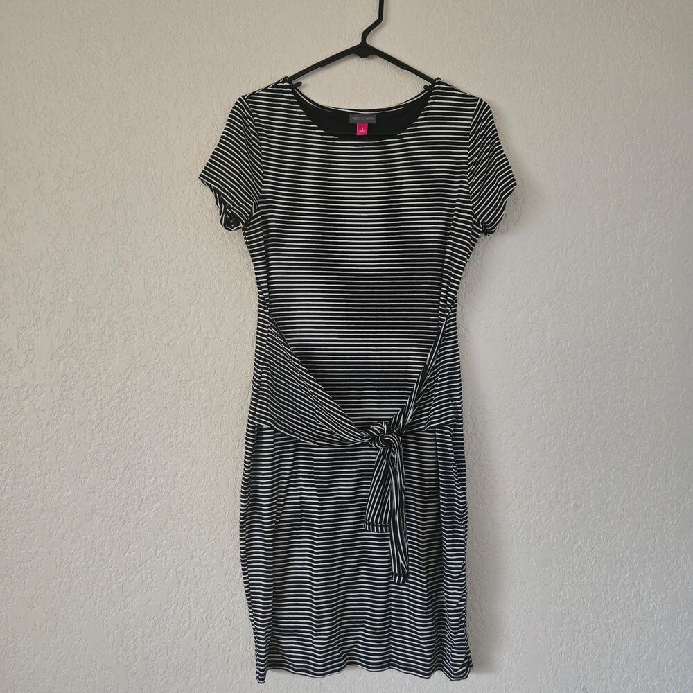 Vince Camuto Black and White Striped Dress Size S